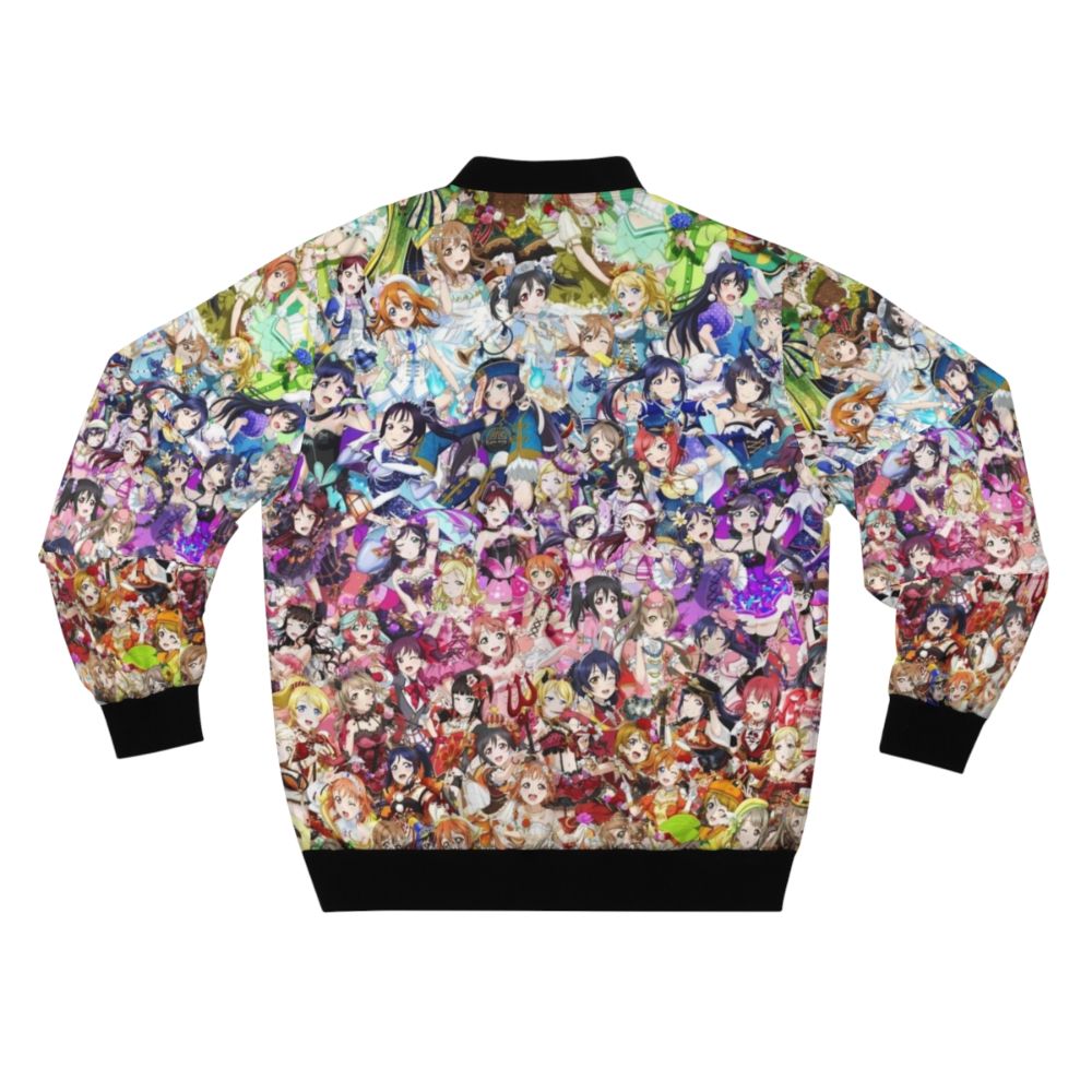 Love Live Rainbow Bomber Jacket featuring anime characters in a colorful gradient design - Back