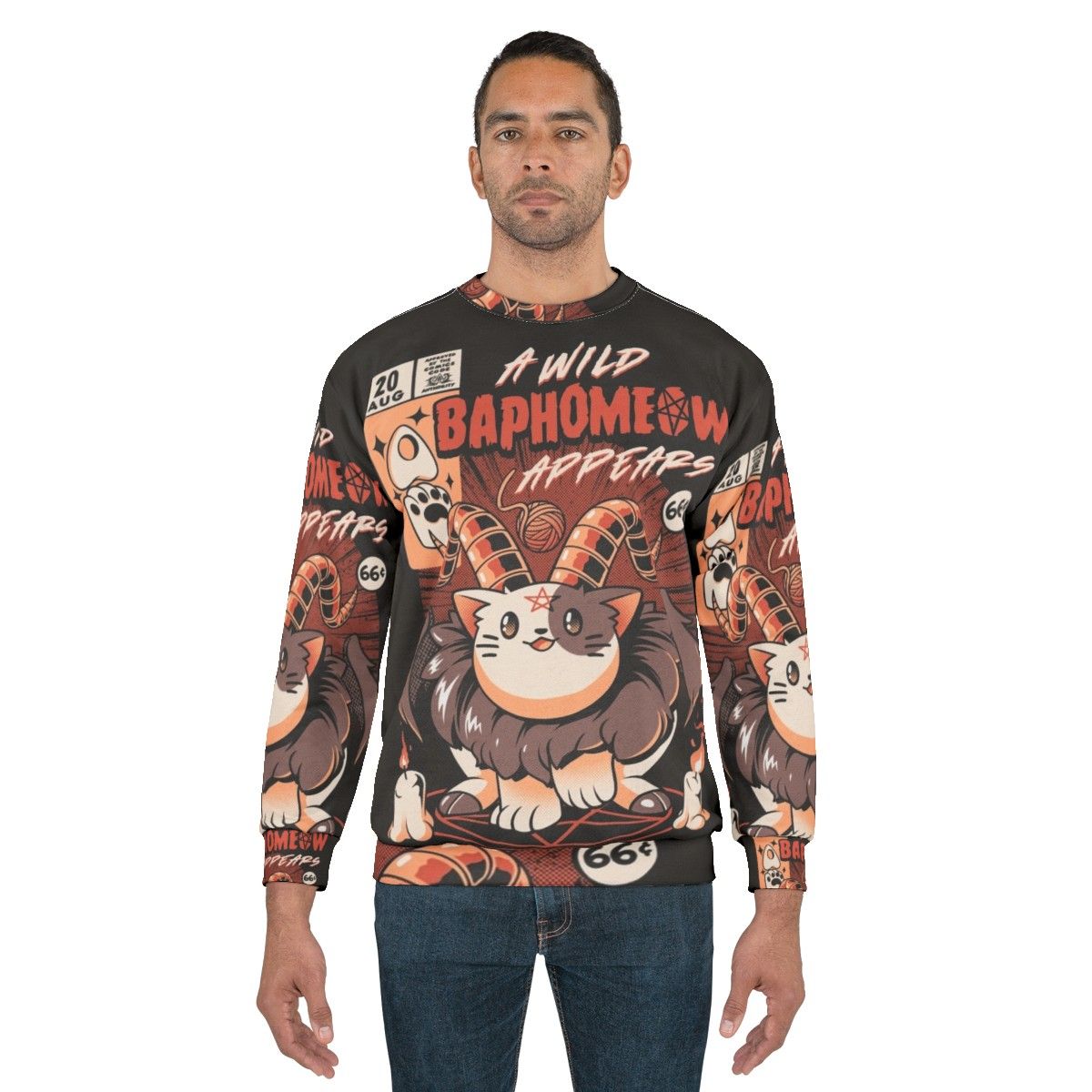 Baphomeow Cat Sweatshirt with Baphomet Design - men