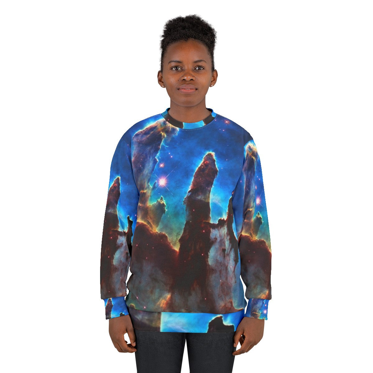 Pillars of Creation astronomy sweatshirt with space and nebula design - women