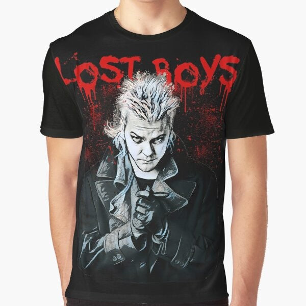 Lost Boys Classic 80s Horror Graphic T-Shirt featuring Keifer Sutherland and vintage vampire design