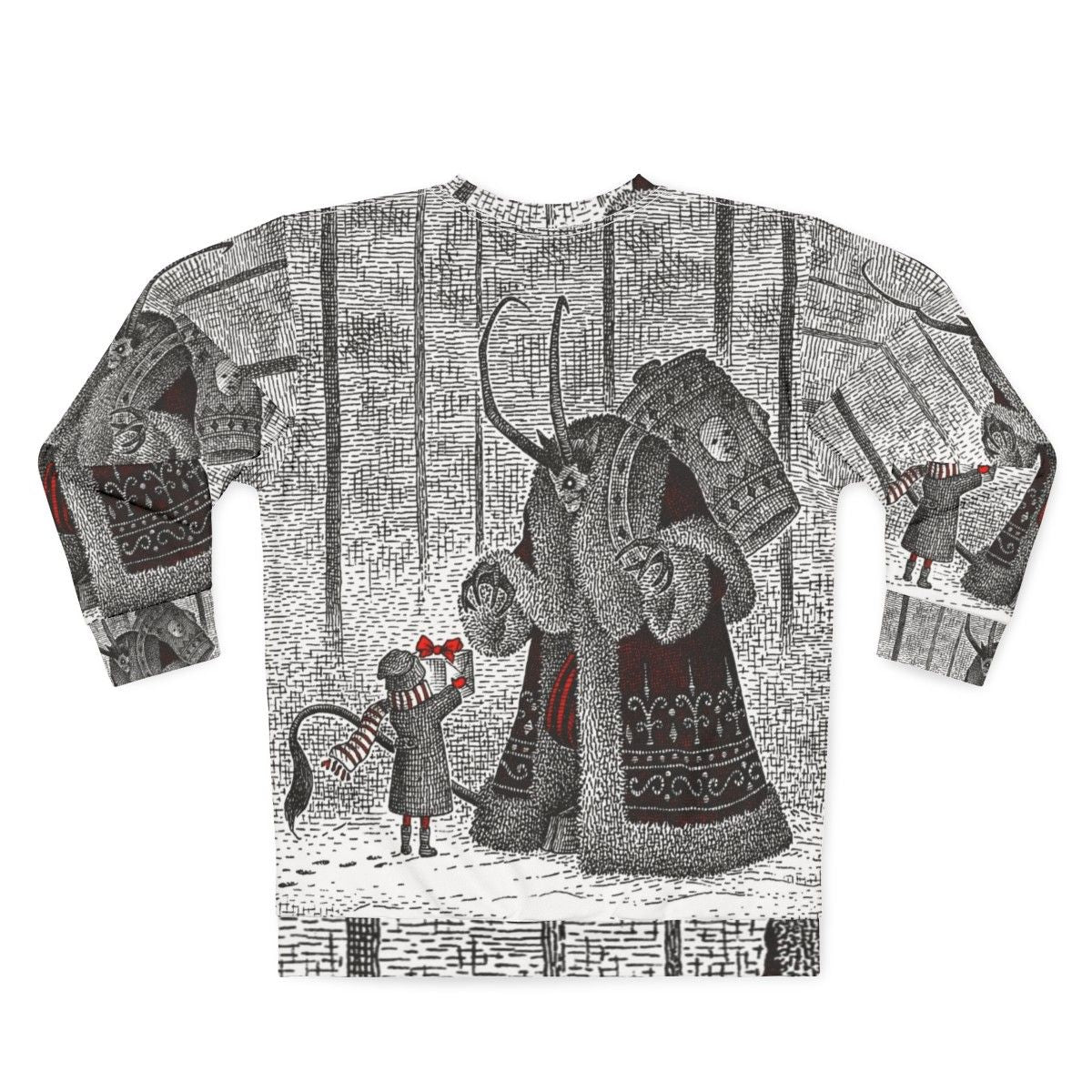 Vintage Krampus Sweatshirt featuring a mythical horror holiday character - Back