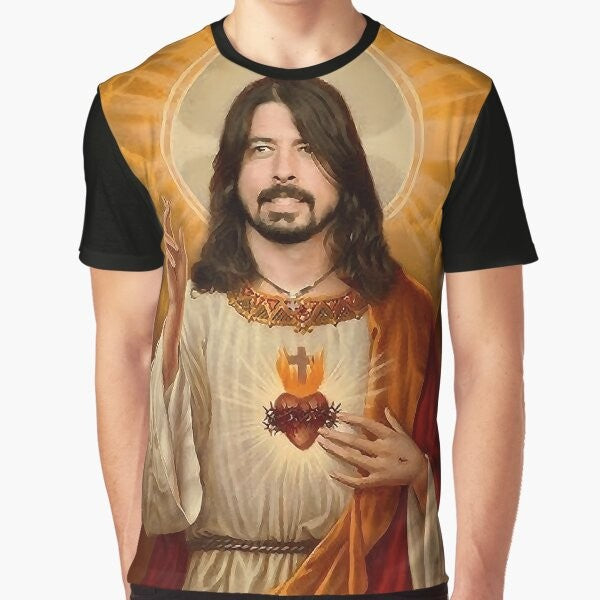 Dave Grohl Graphic T-Shirt with Jesus Imagery