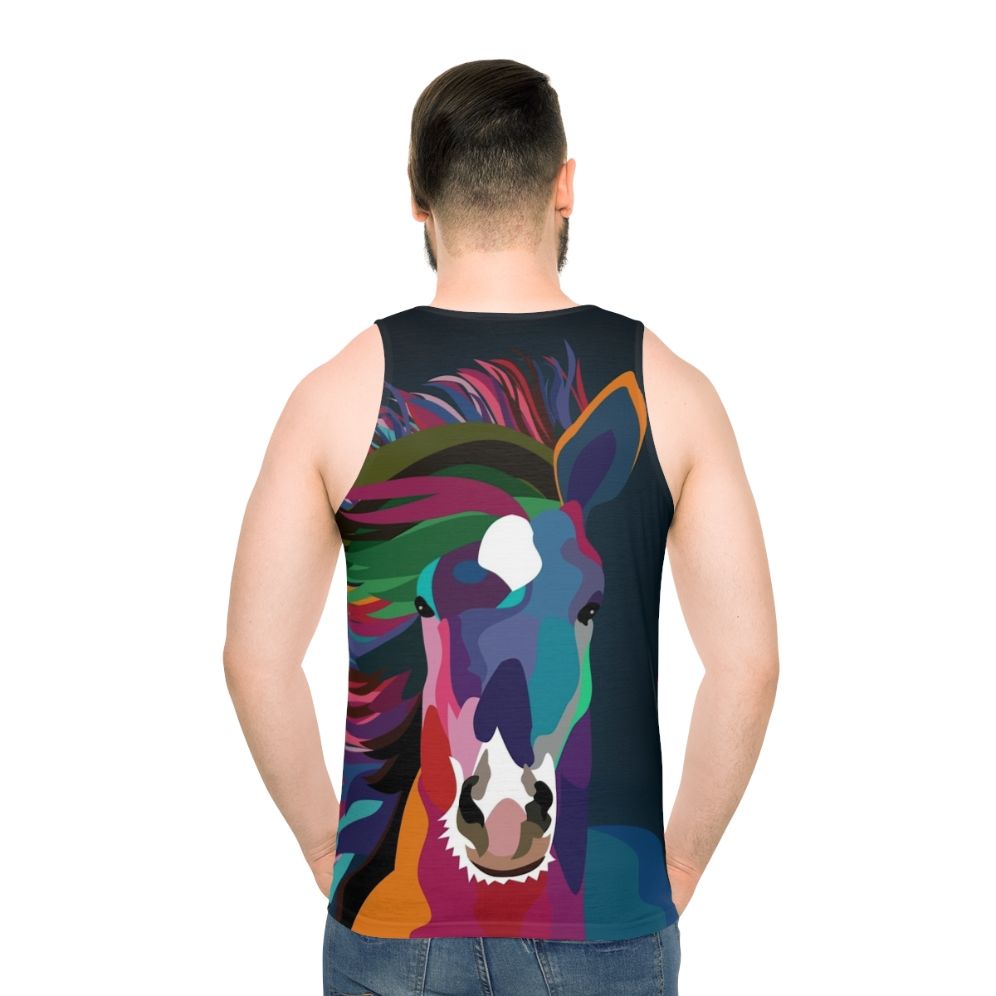 Vibrant abstract horse running unisex tank top - men back