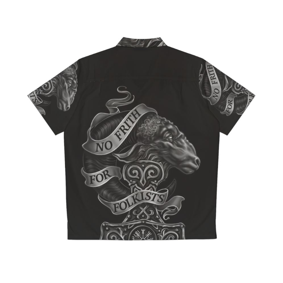 Pagan Hawaiian Shirt with Thor's Hammer and Norse Symbols - Back