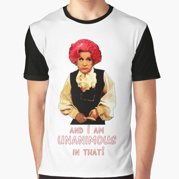 "Retro graphic t-shirt featuring Mrs. Slocombe from the classic British sitcom 'Are You Being Served?'"