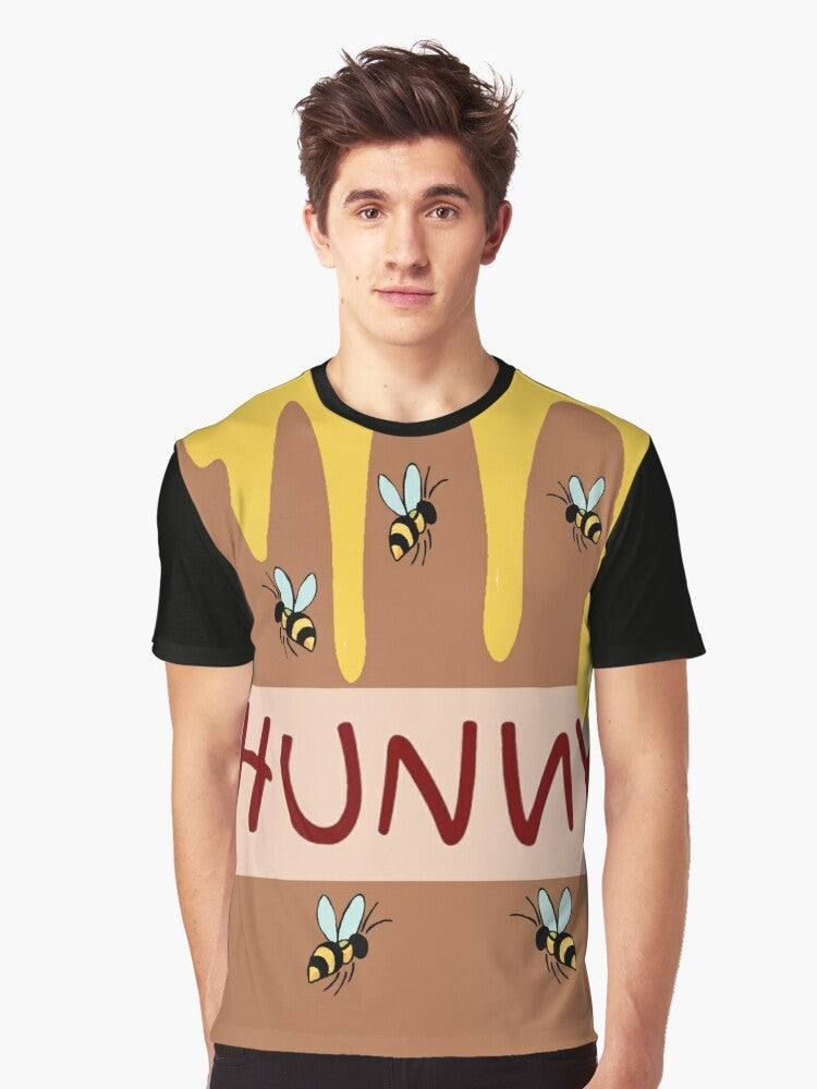 Graphic illustration of a honey bear and honey pot on a t-shirt for kids - Men