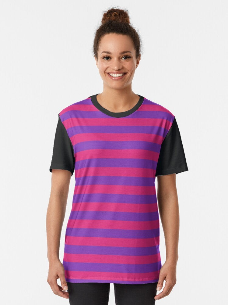 Pink and purple striped graphic t-shirt for girls - Women