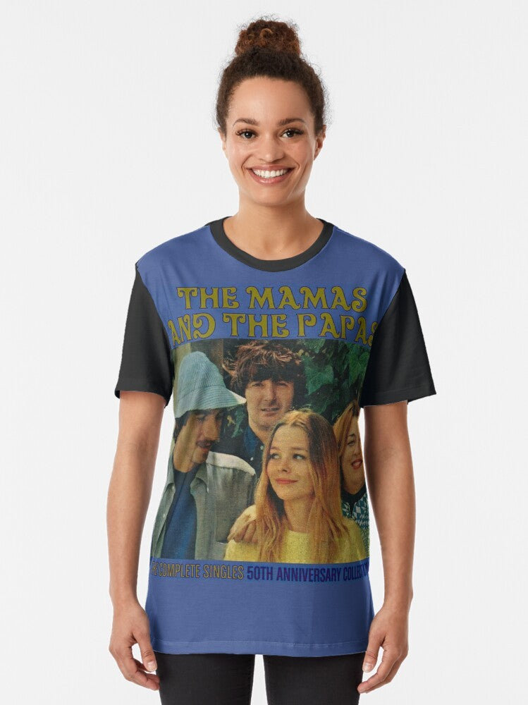 Vintage-inspired graphic t-shirt featuring the iconic "California Dreaming" design of the Mamas and the Papas band. - Women