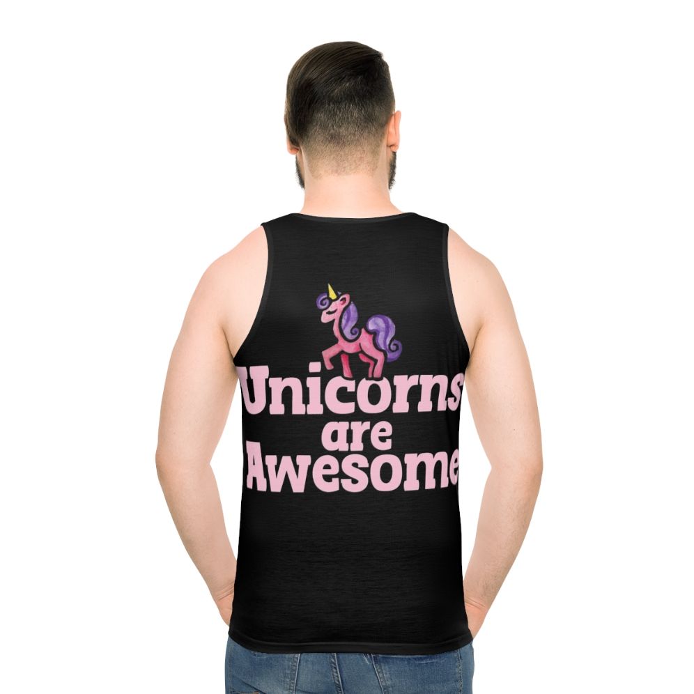 Awesome Unisex Unicorn Tank Top - men back