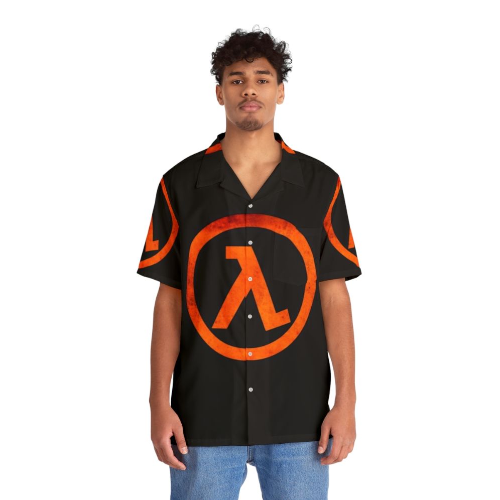 Geek Retro Gaming Half Life Rust Logo Hawaiian Shirt - People Front