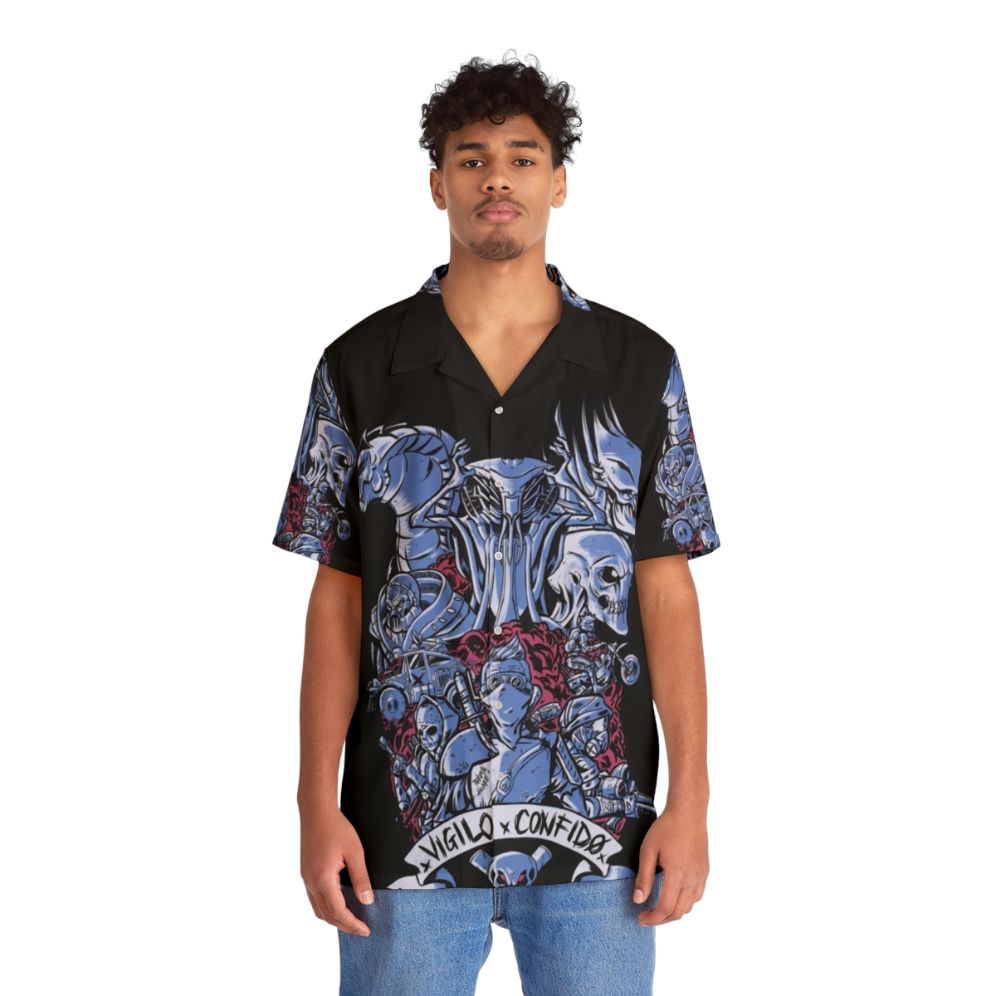 Vigilo Confido XCOM Hawaiian Shirt featuring futuristic and horror inspired designs - People Front