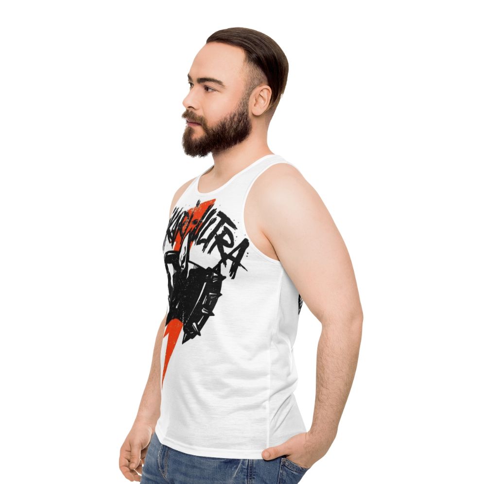 Unisex grunge vintage tank top with lightning bolt print - men side