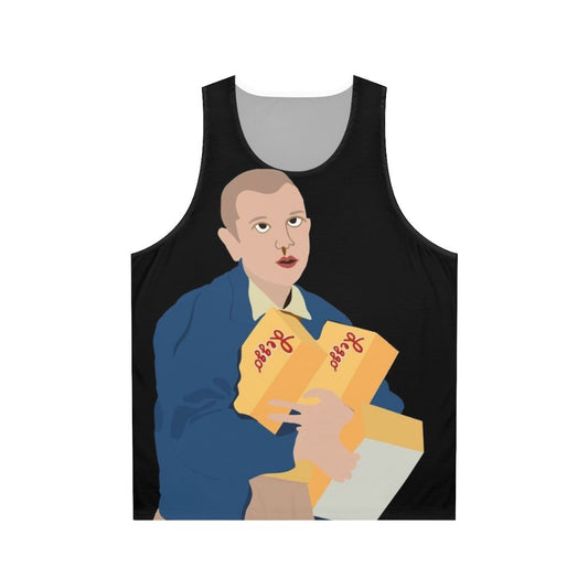 Eleven from Stranger Things fan art design on a unisex tank top