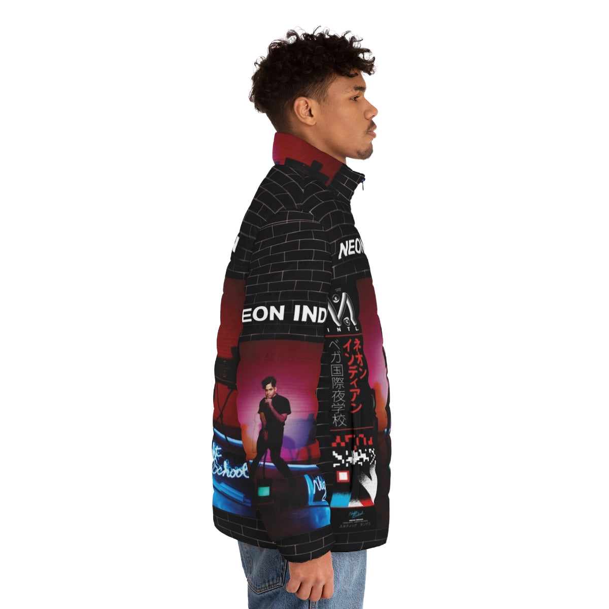 Neon Indian Vega Intl Night School Puffer Jacket, featuring electronic music and indie bands - men side right