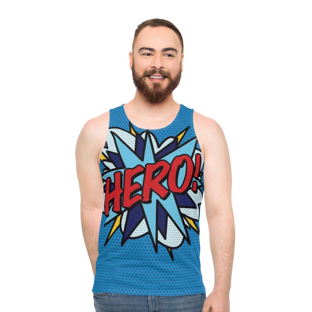 Retro hero comic book pop art unisex tank top - men