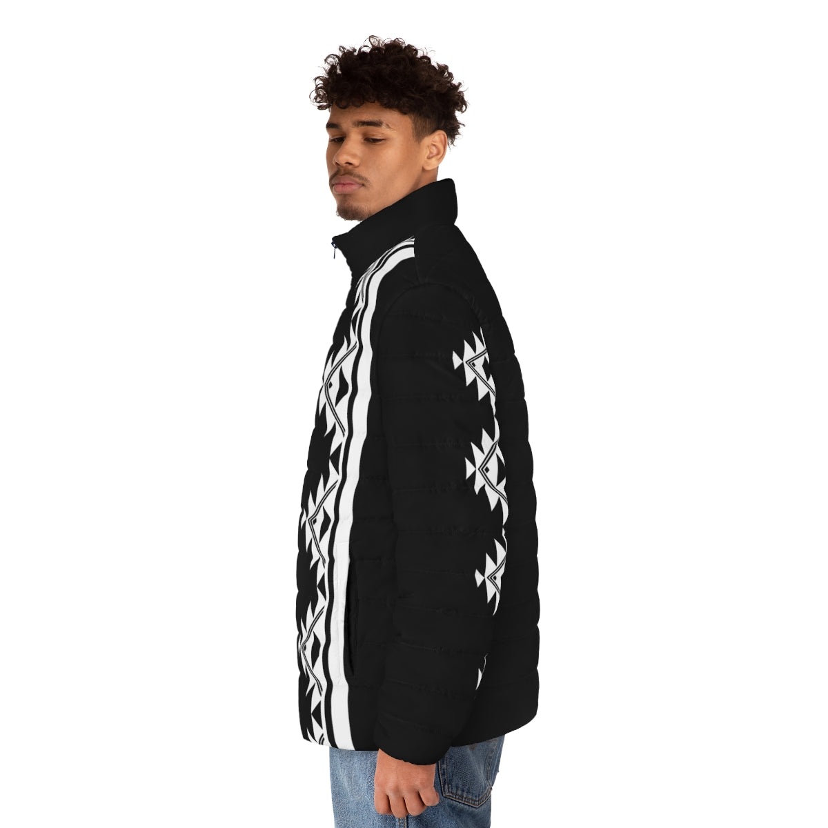 Mountain Design Klamath Tribes Puffer Jacket featuring indigenous, native american, tribal design - men side left