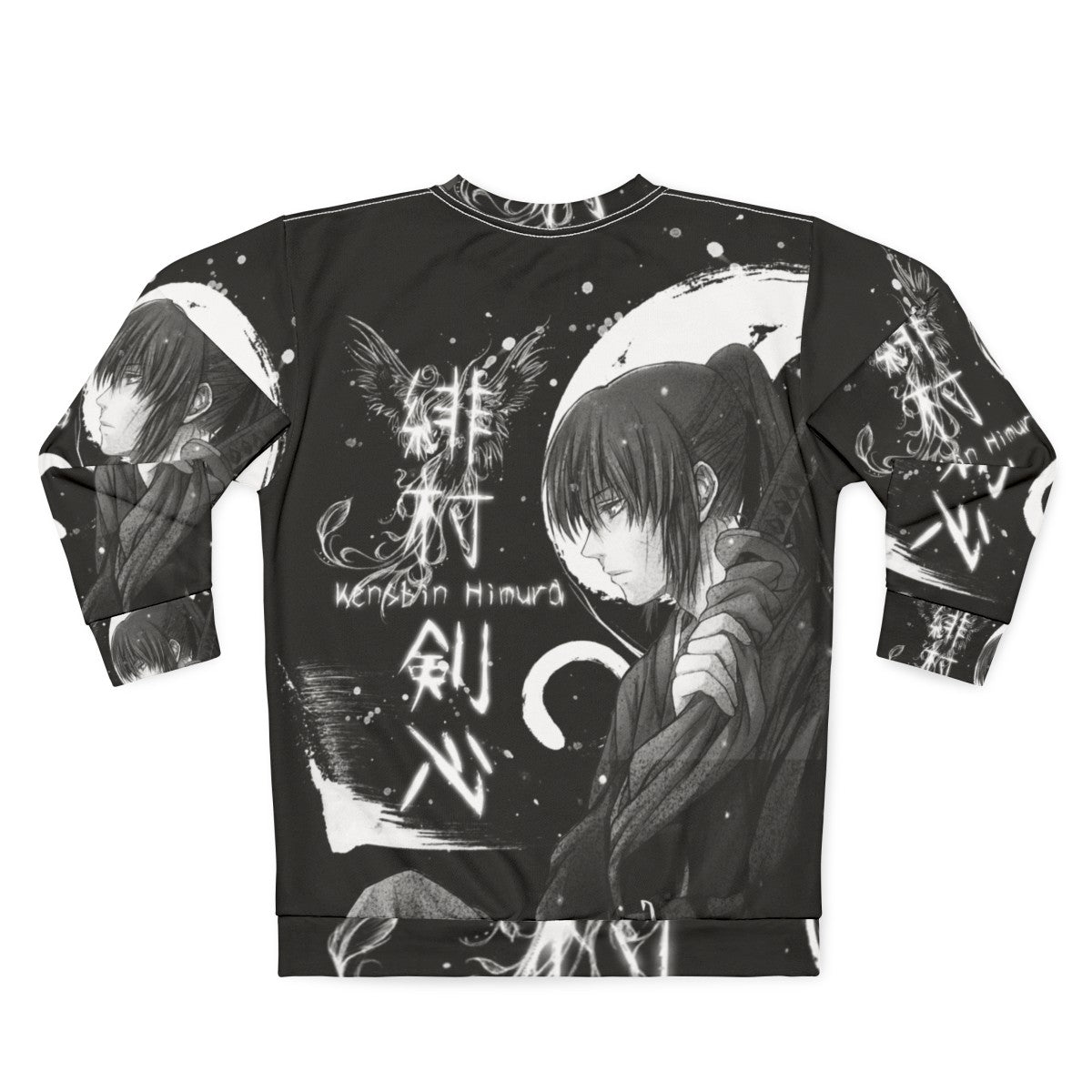 Quiet Snow Samurai Sweatshirt with Monochrome Japanese Anime Design - Back