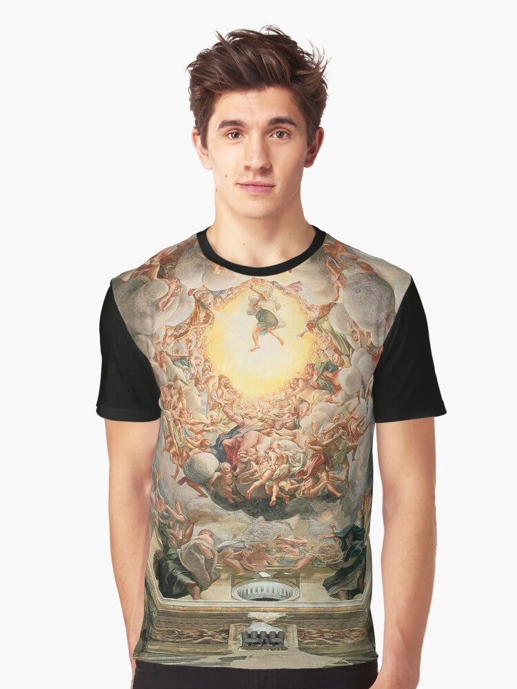 Graphic t-shirt featuring Michelangelo's iconic Sistine Chapel ceiling artwork. - Men