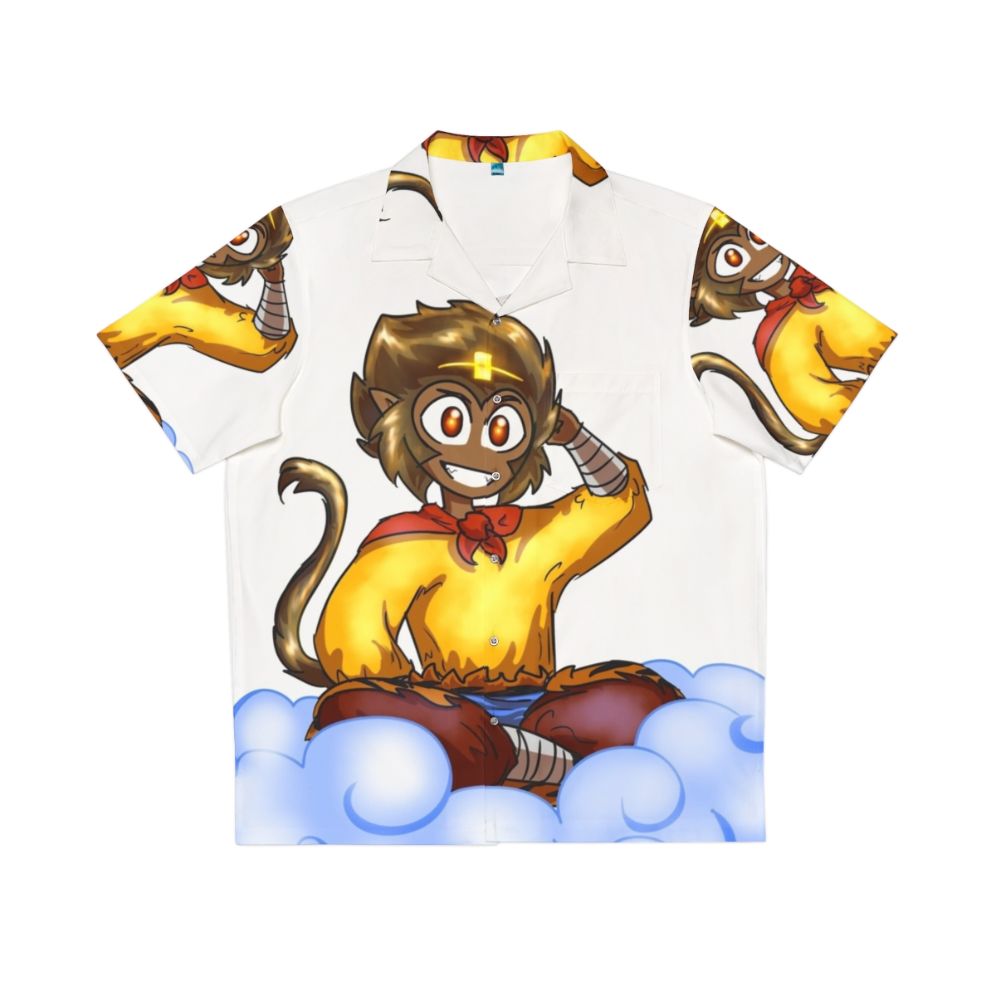 Monkey King Hawaiian Shirt with Colorful Tropical Floral Print