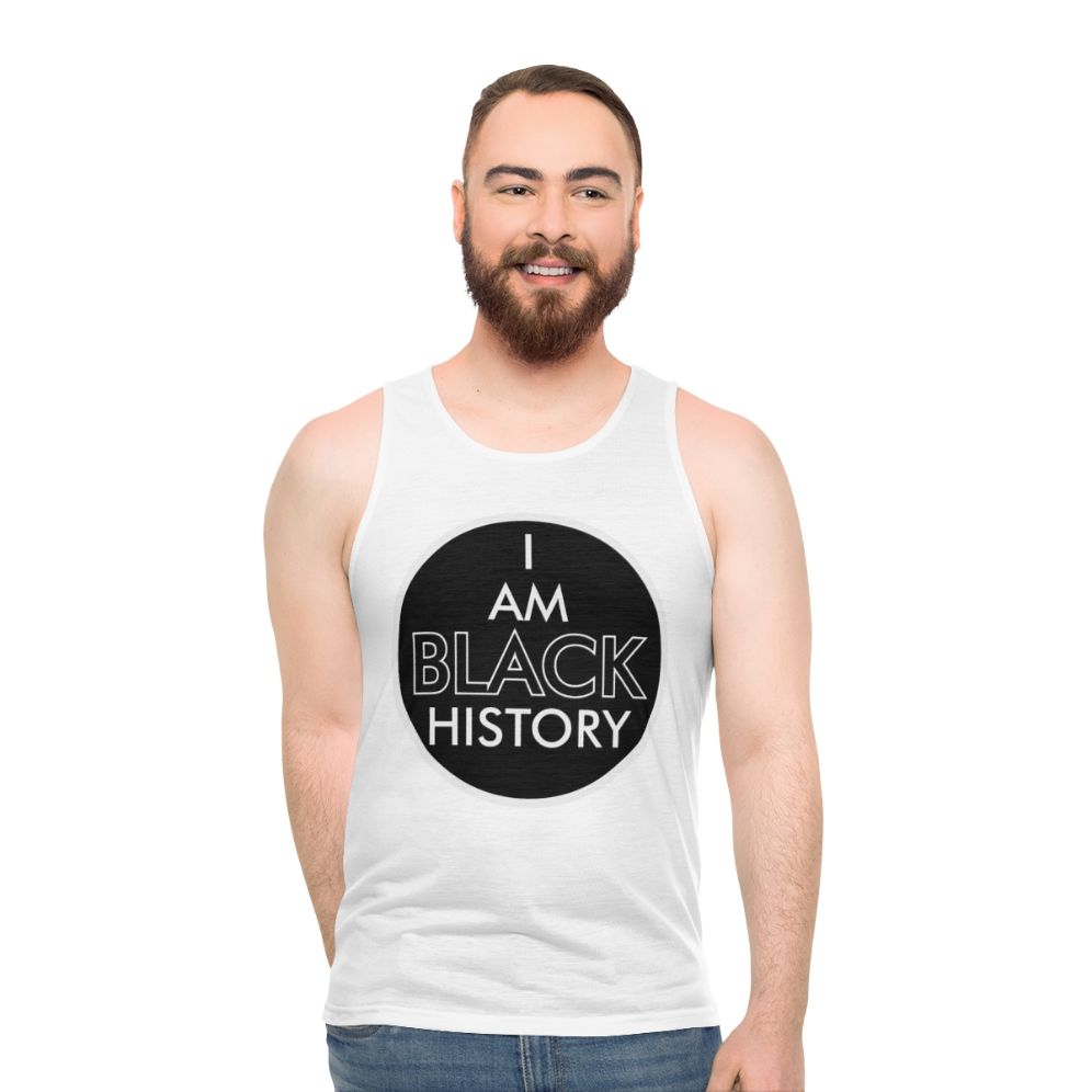 Retro unisex black history tank top with vintage Pan Am Airways logo - men