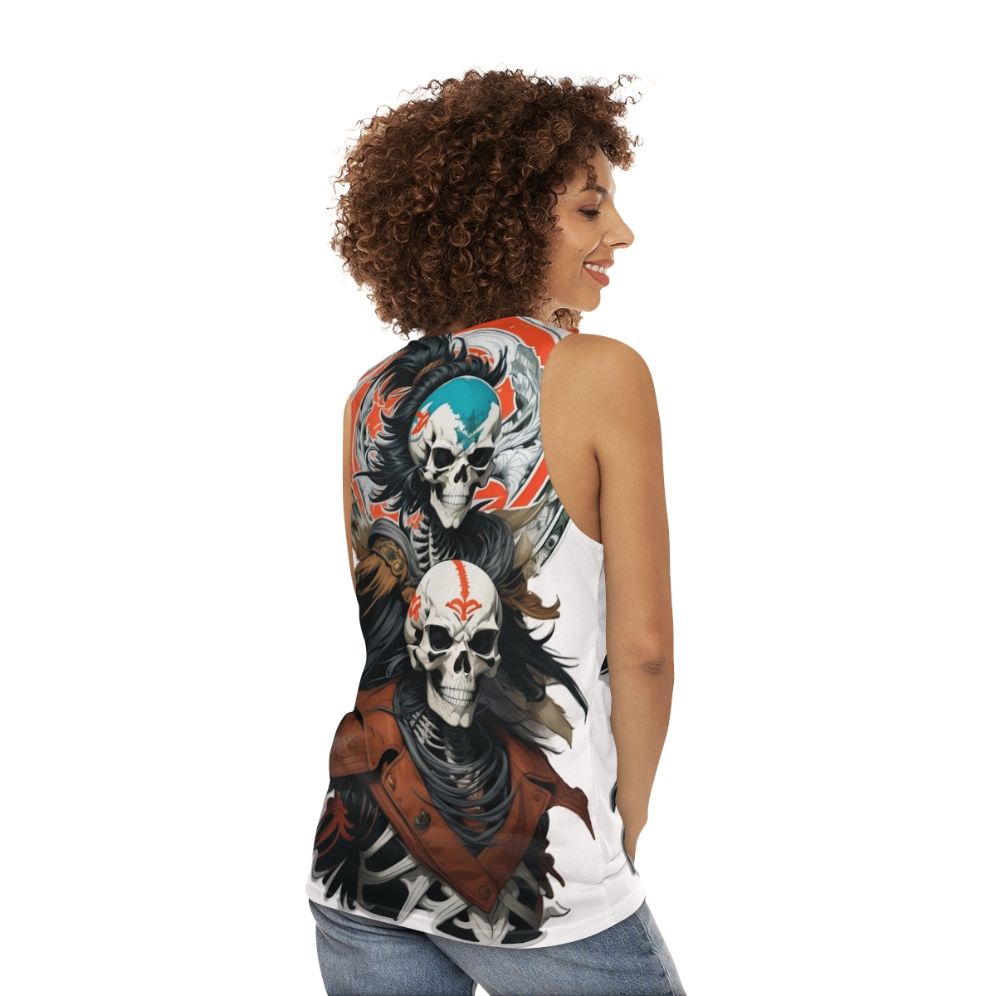 Skeleton Warrior Dark Fantasy Unisex Tank Top - women back