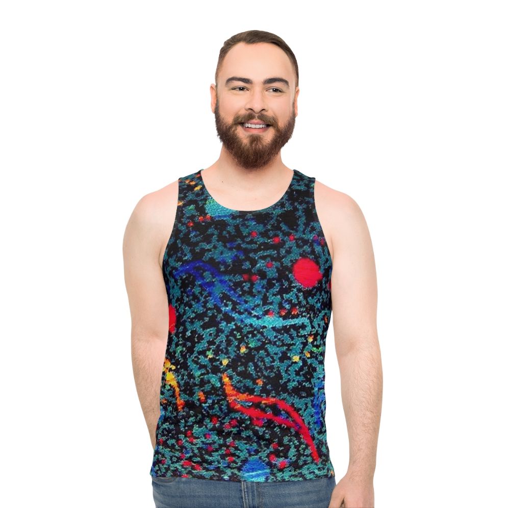 Unisex tank top with retro bus seat pattern design - men