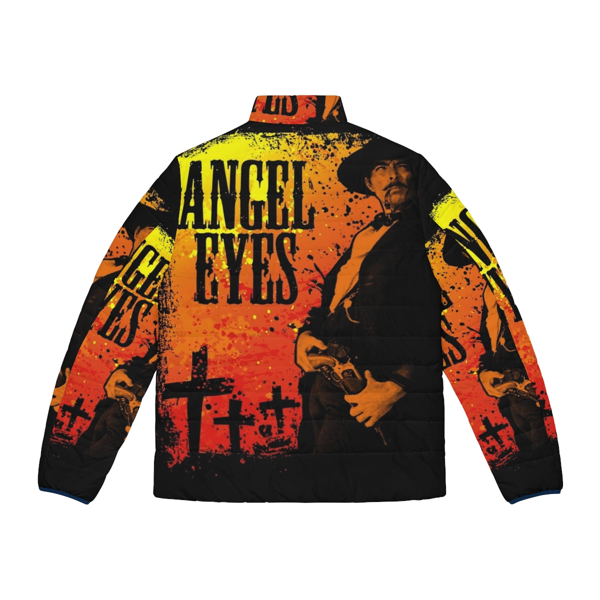 Angel Eyes Puffer Jacket - Vintage Spaghetti Western Inspired Design - Back