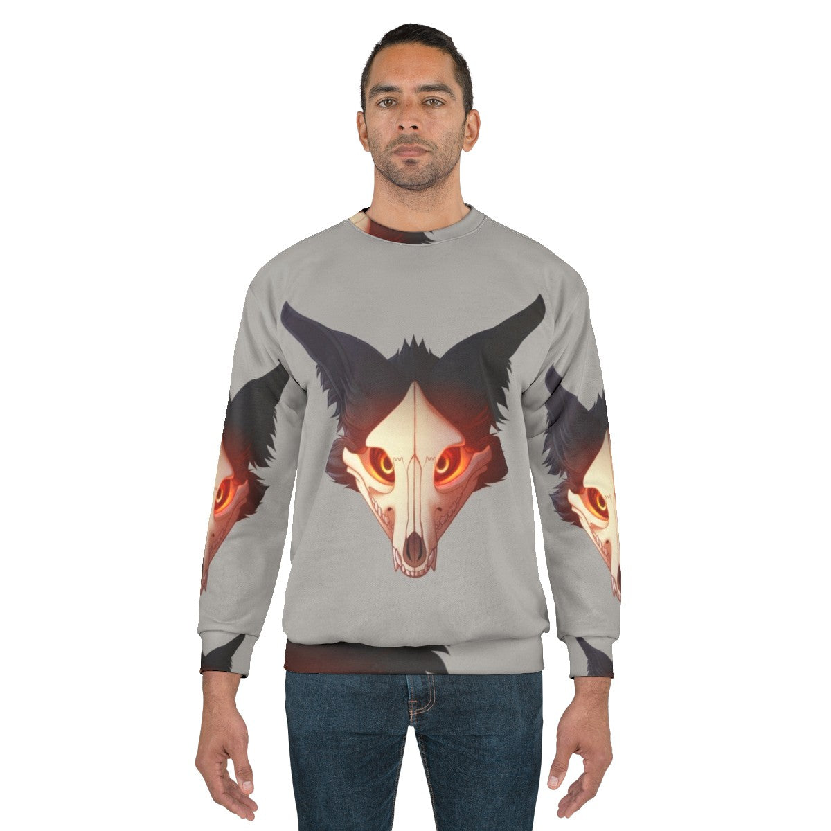 Spooky Cadaver Sweatshirt with Skulldog Design - men