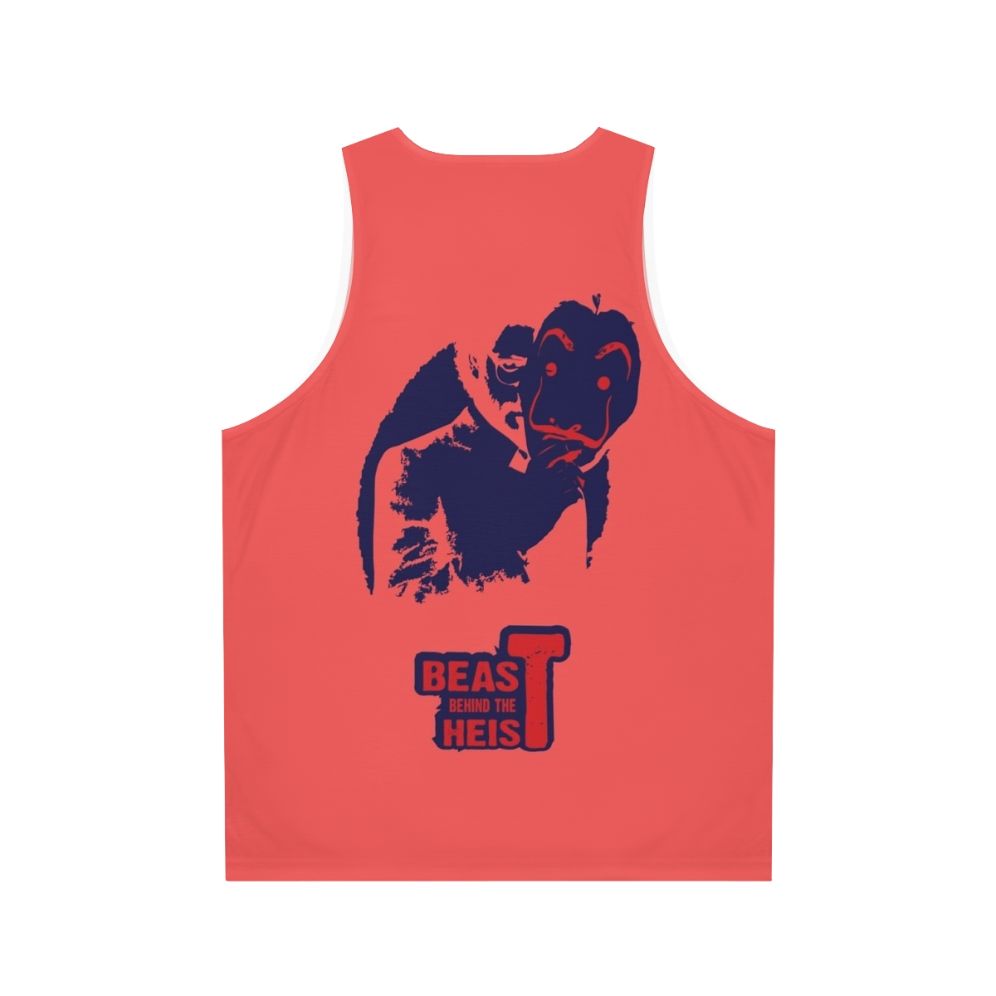 Money Heist Unisex Tank Top featuring "Beast Behind the Heist" design - Back