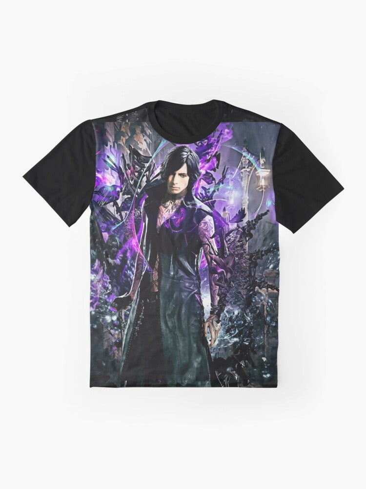 Devil May Cry 5 t-shirt featuring characters Dante, Nero, and Vergil - Flat lay