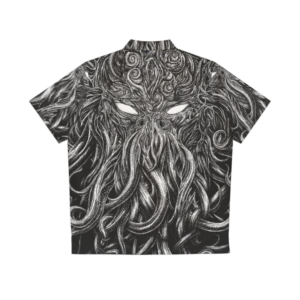 Lovecraft-inspired dark Hawaiian shirt with occult and horror designs - Back