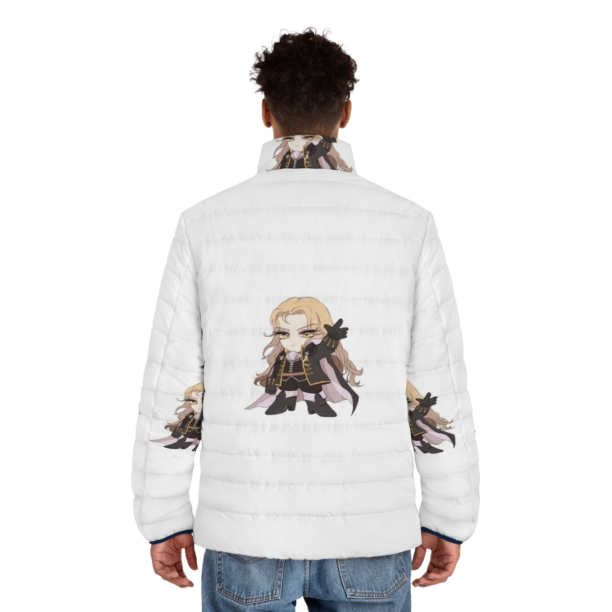 Castlevania Alucard Chibi Puffer Jacket - Netflix Series Fan Art - men back