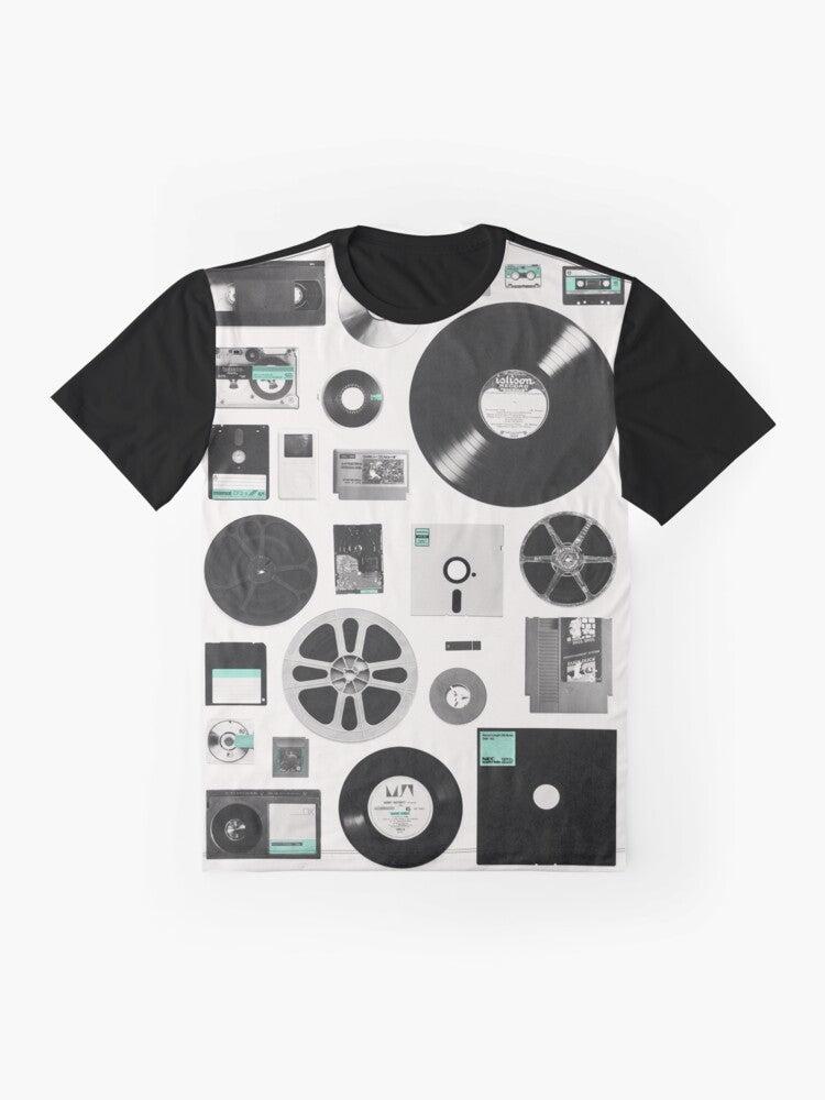 Retro analog data graphic design t-shirt - Flat lay