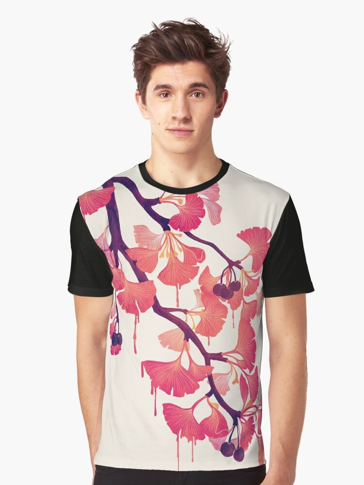 Watercolor illustration of a ginkgo tree on a t-shirt - Men