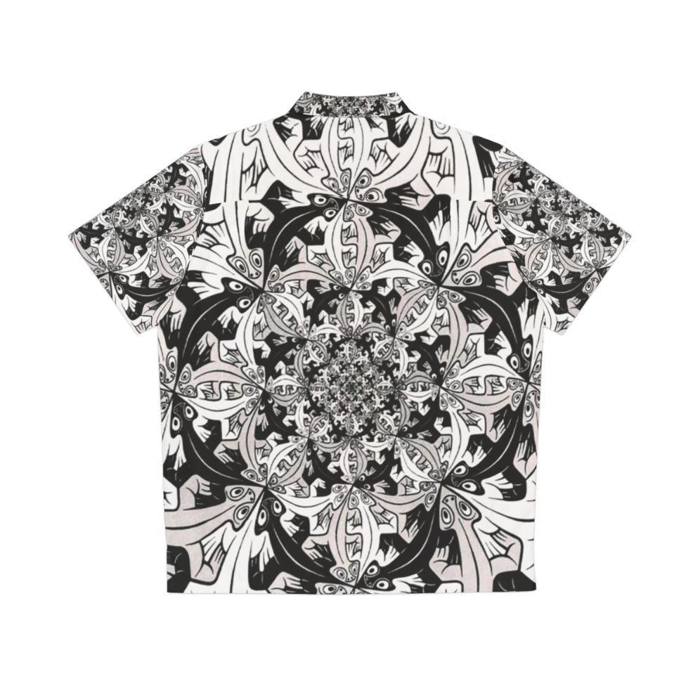 M C Escher inspired Hawaiian shirt with surreal graphic patterns - Back