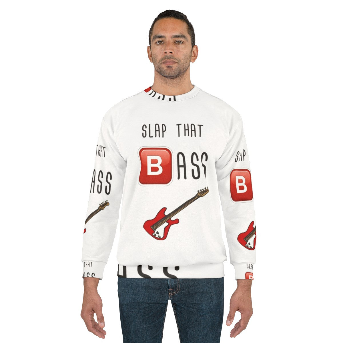 Slap that bass sweatshirt featuring an impossible bassline design - men