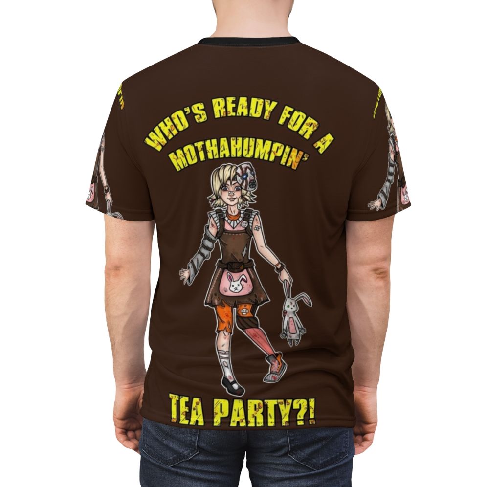 Borderlands-inspired Tiny Tina graphic printed on a high-quality all-over print t-shirt - men back