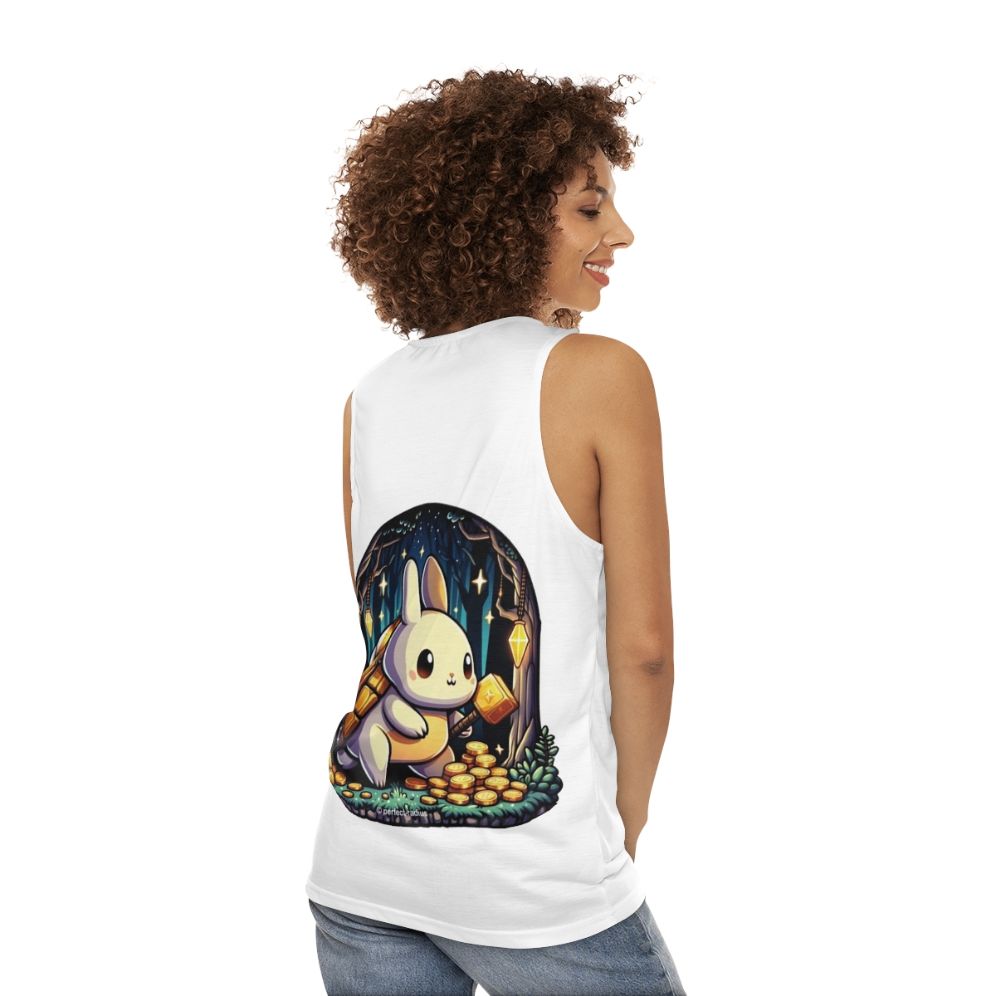 Legendary golden turtle rabbit fantasy animal graphic on unisex tank top - women back