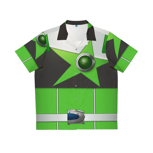 Chameleon green hawaiian shirt with space and galaxy design