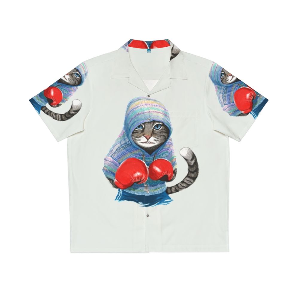 Boxing Cat Hawaiian Shirt with Vibrant Animal Print