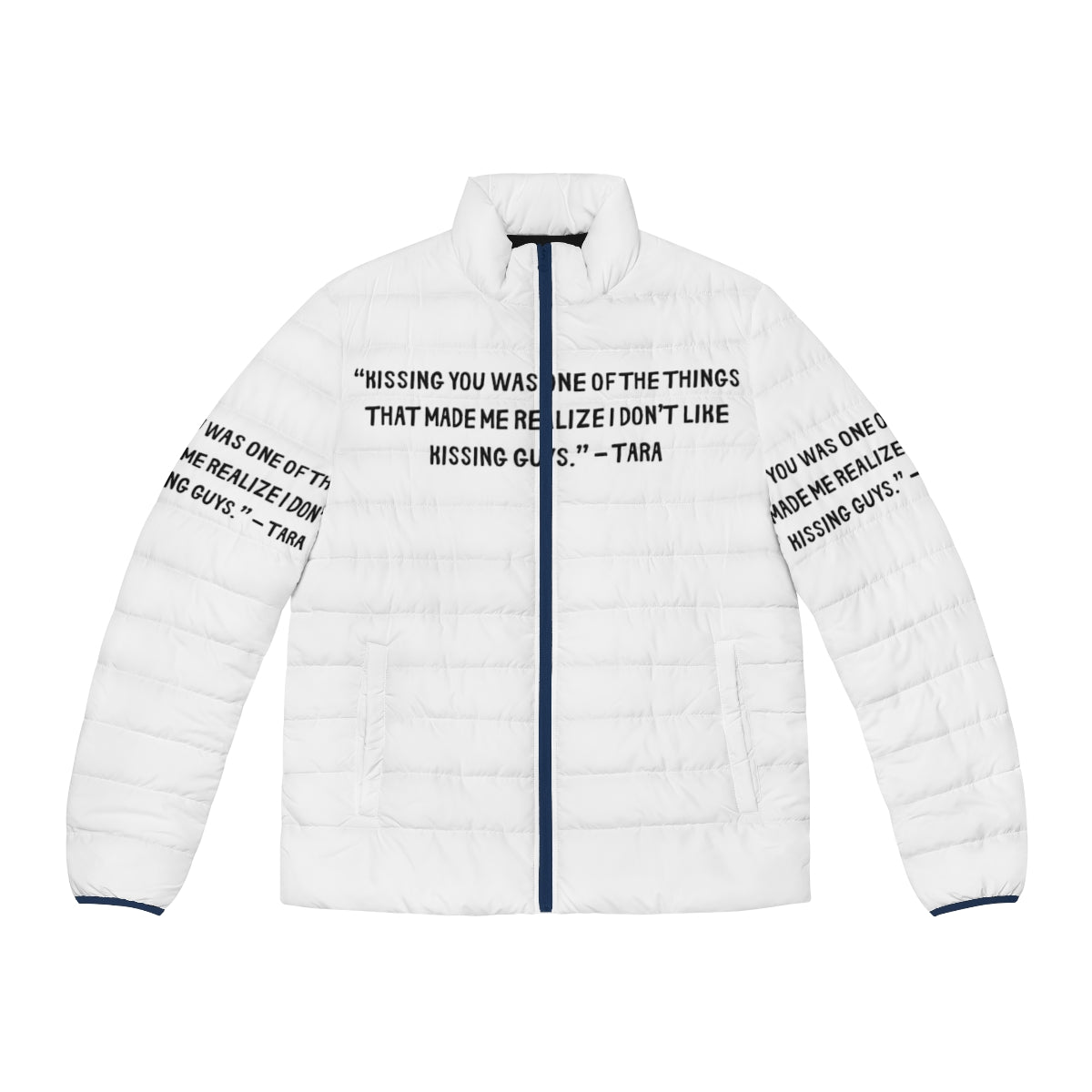 Heartstopper gang puffer jacket with colorful graphic design