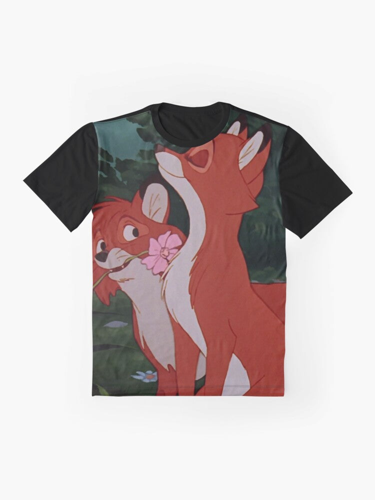 Death and Vixey Graphic T-Shirt featuring a fox design - Flat lay