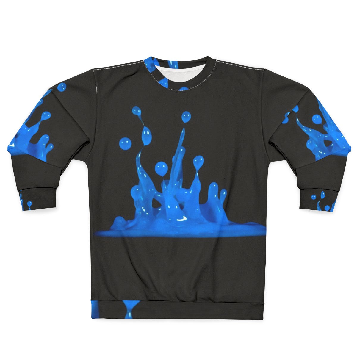 Blue sweatshirt with abstract water splash design