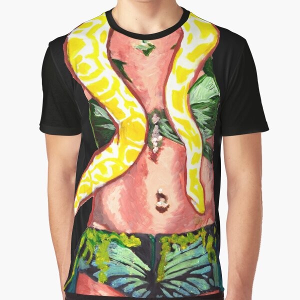 90s-inspired snake graphic t-shirt with pop culture design