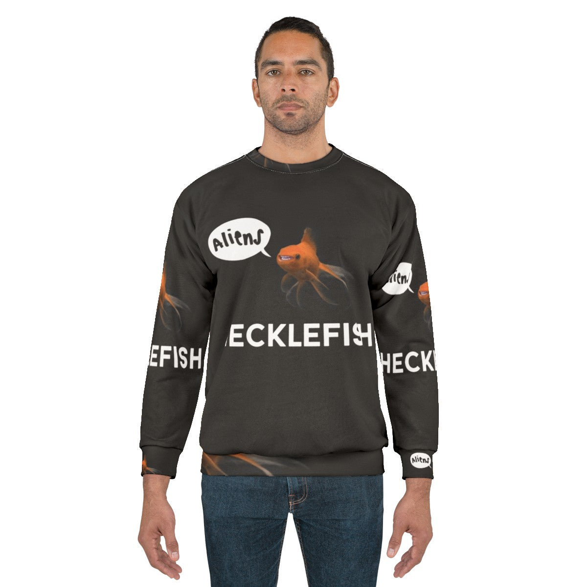 Hecklefish Graphic Sweatshirt featuring underwater mysteries and conspiracies - men