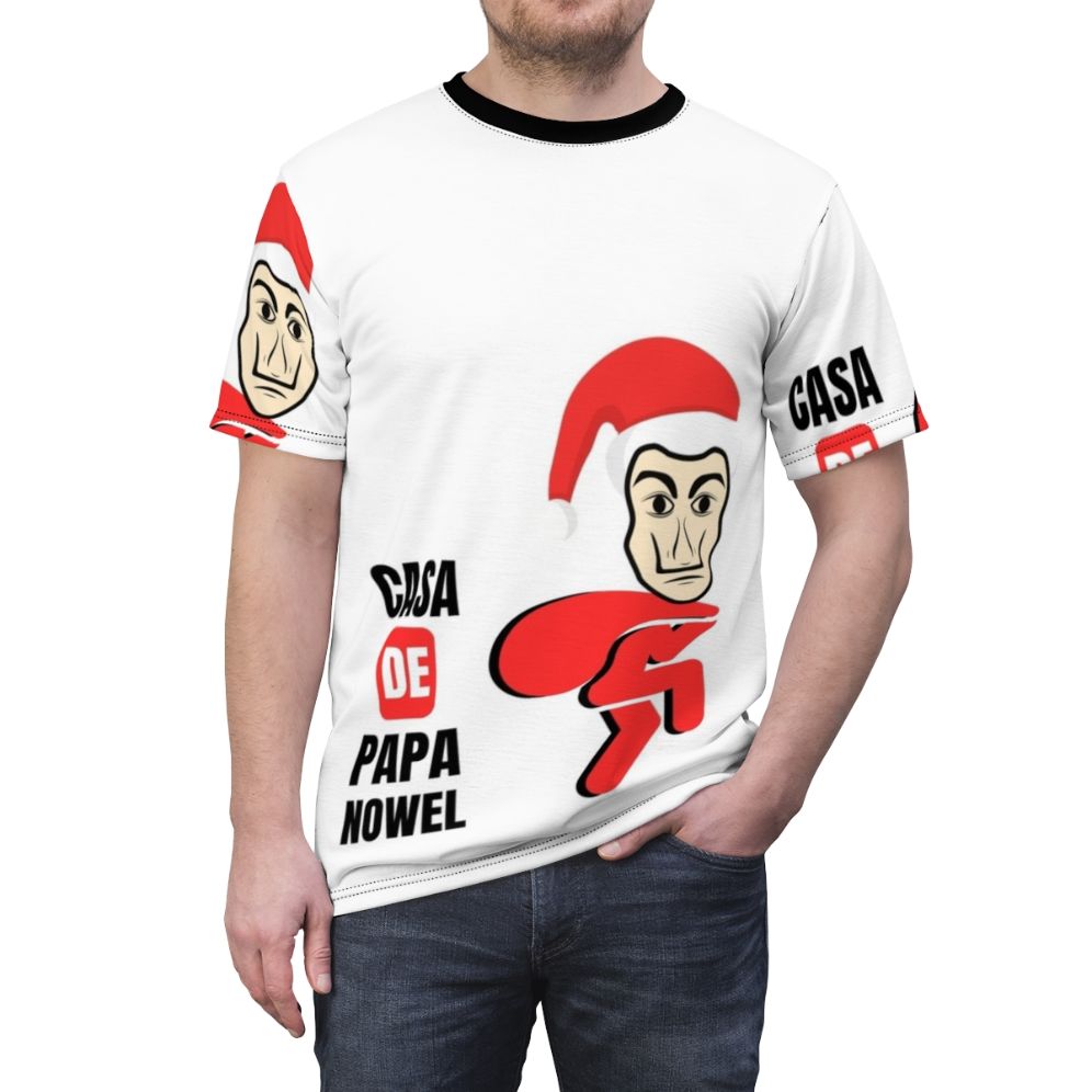 Casa De Papel Money Heist Inspired T-Shirt with Colorful AOP Design - men front