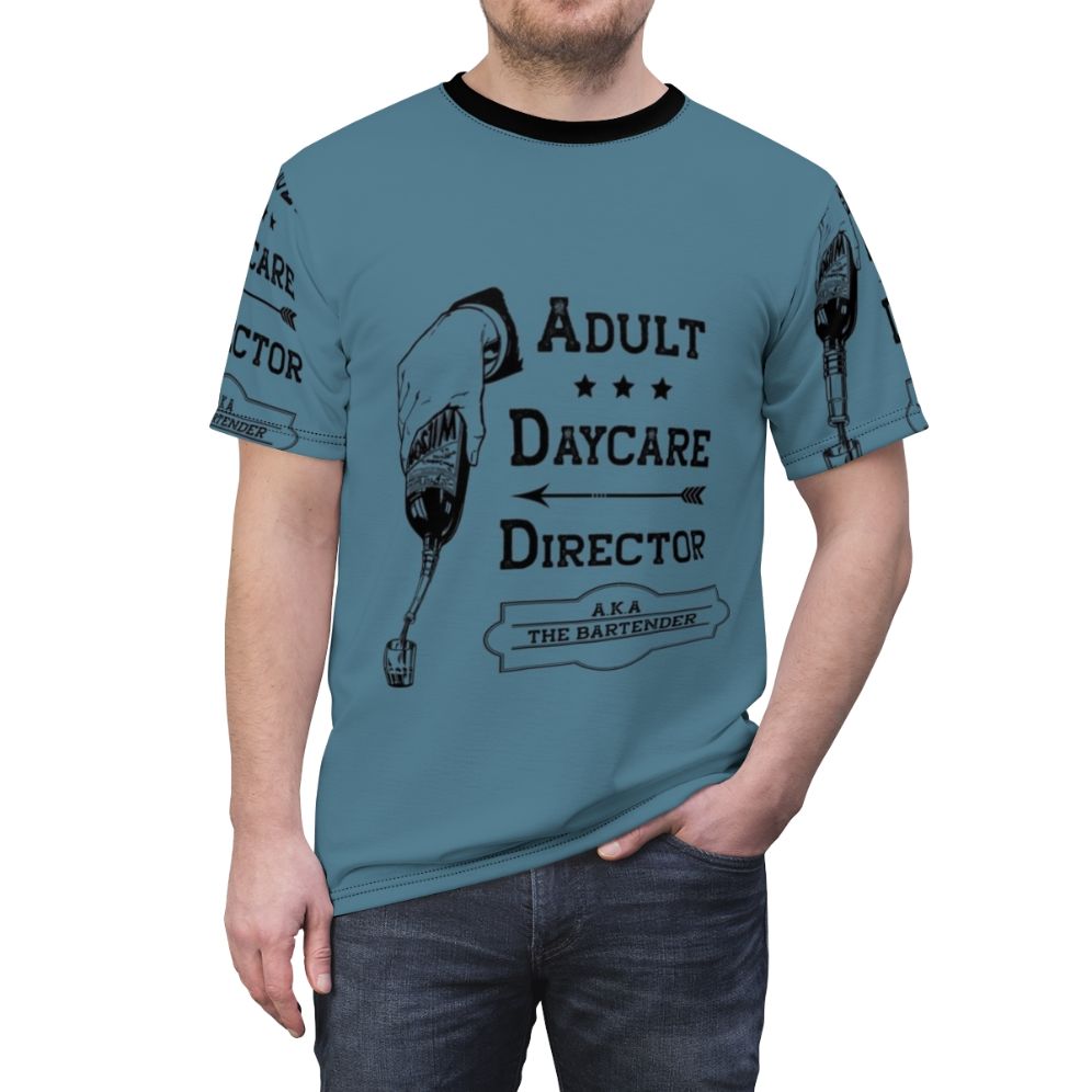 Funny T-shirt design with text "Adult Daycare Director" for bartenders and other profession lovers - men front