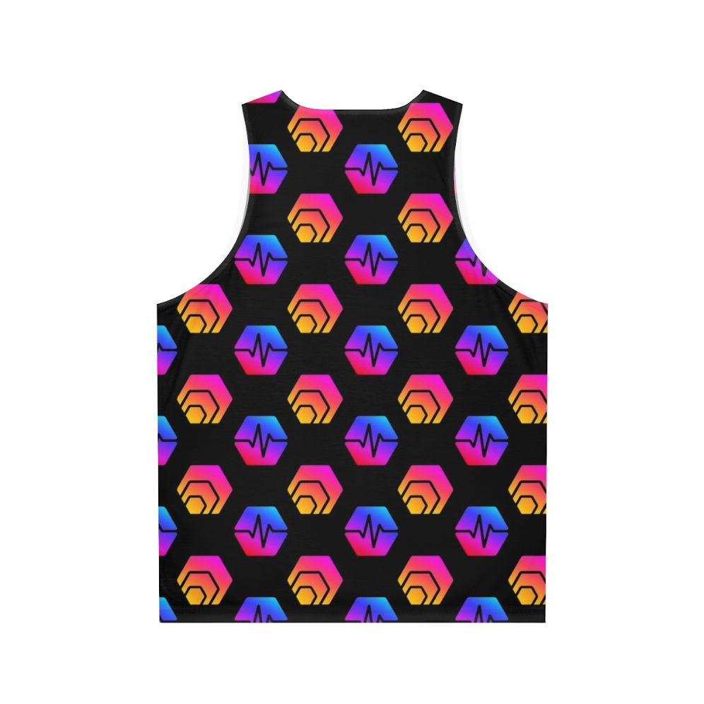 Unisex tank top with Hex crypto and Pulsechain logo design - Back