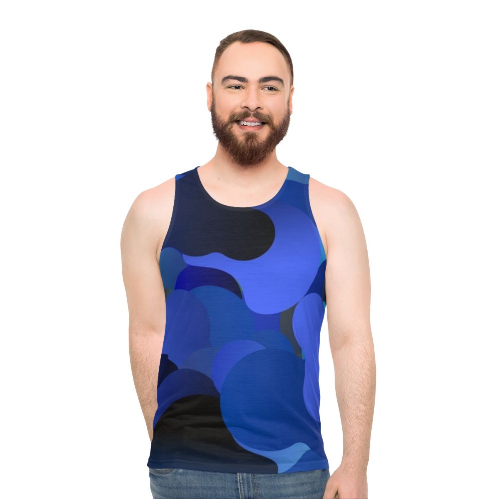 Blue camouflage unisex tank top - men