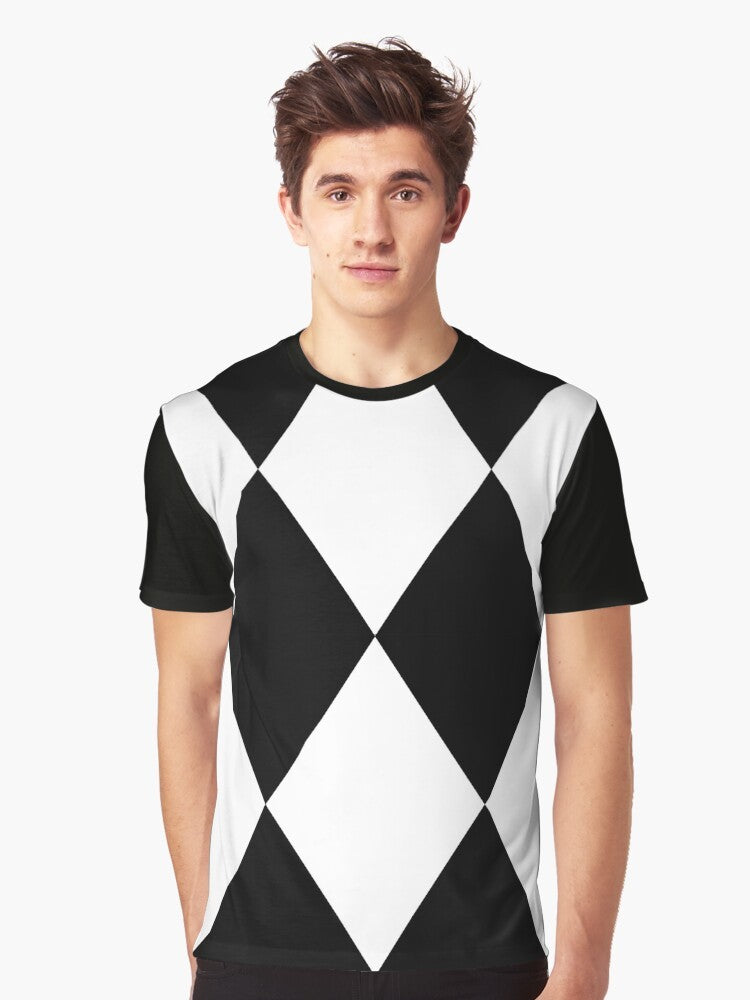 Harlequin graphic pattern black and white t-shirt - Men